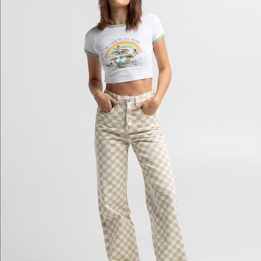 Mushroom Crop Tee, Small and Large Sizes, NWT